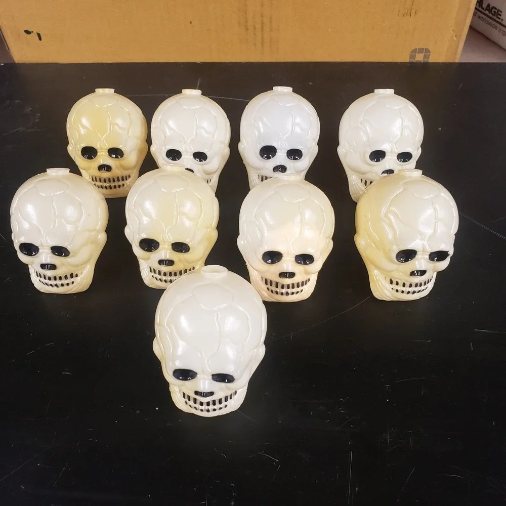 Vtg Halloween Blow Mold Skull String Light Plastic Replacement Covers Lot of 9